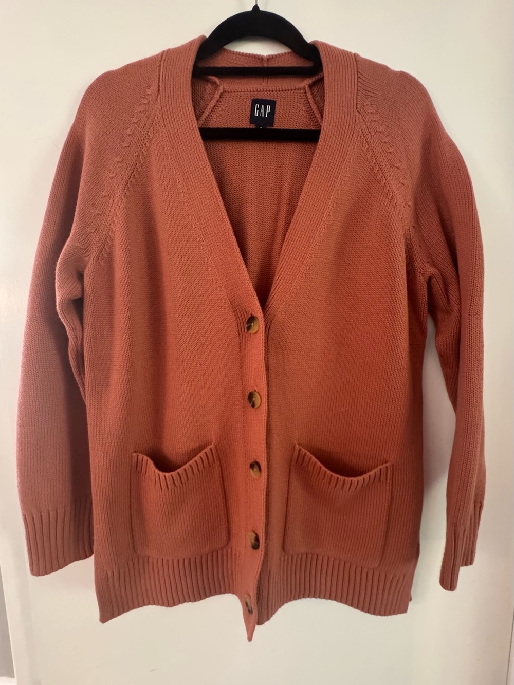 GAP Rust-Orange Button Front Pocket Cardigan